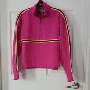 Pink Quarter-Zip with Striped Accents NWT